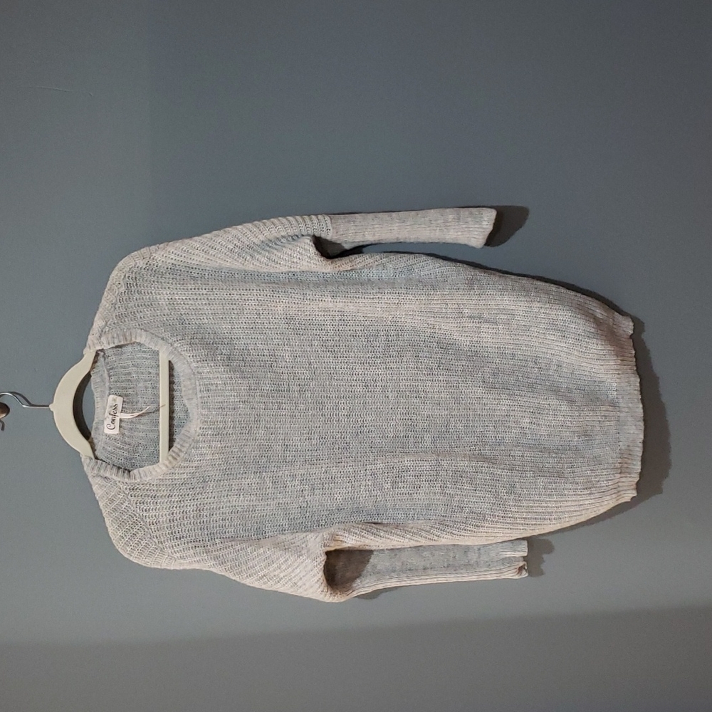 Womens Gray Tunic Sweater